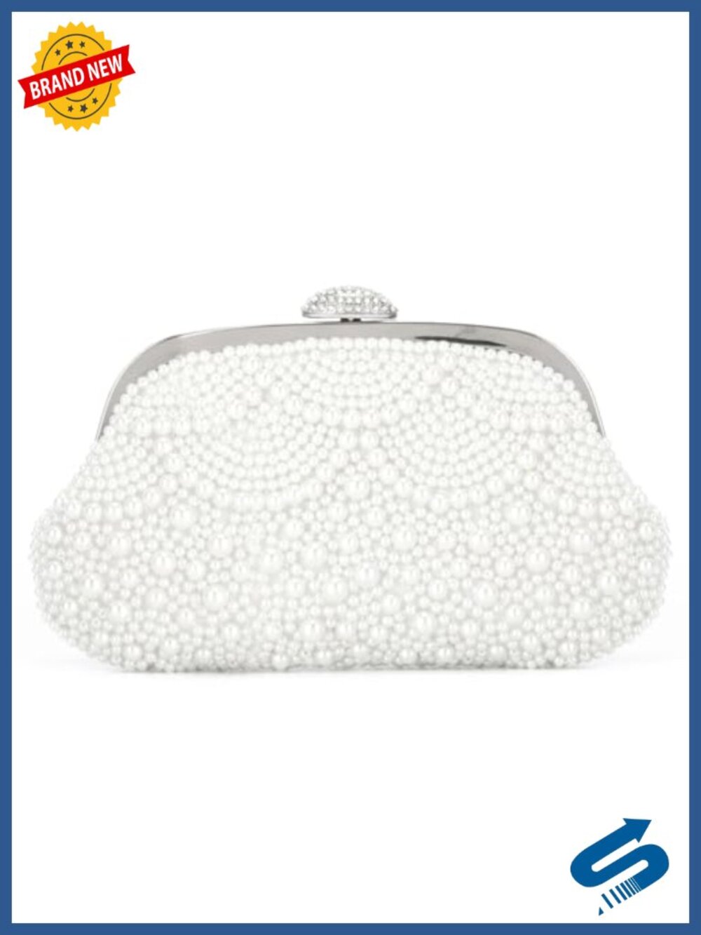 Womens Pearl Clutch Purses Wedding Evening Handbag Ivory Beaded Shoulder Purse